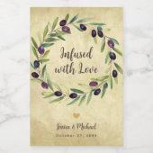 愛を込めたウェディングオリーブオイルの花輪 ヴィンテージ ワインラベル (シングルラベル)