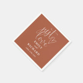 愛を込めたエレガントなテラコッタのウェディングスクリプト スタンダードカクテルナプキン (角)