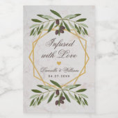 愛を込めたオリーブオイルのウェディングギフト 葉緑の装飾 ワインラベル (シングルラベル)