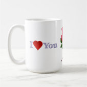 愛を込めたシングルの赤いバラ コーヒーマグカップ (左)