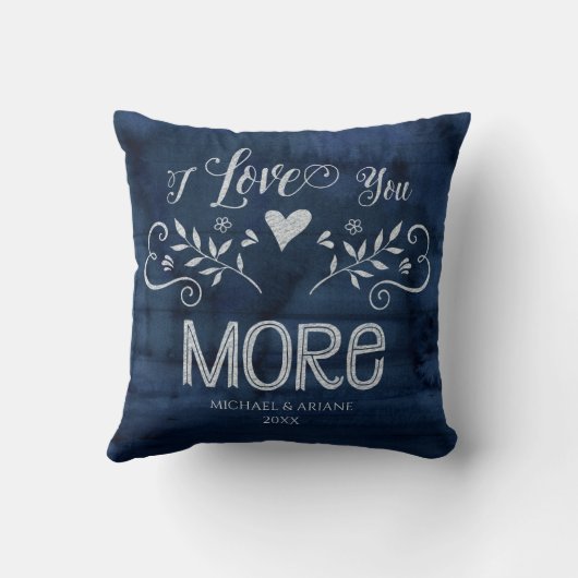 愛を込めたタイポグラフィー ファームハウス ネイビー ウッド クッション (裏面)