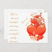 愛を込めたハートバレンタインロマンチックな愛 シーズンポストカード (正面/裏面)