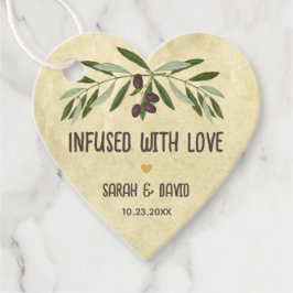 愛を込めたハート オリーブオイル ラスティック ウェディング フェイバータグ