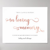 愛を込めたメモリー ローズゴールド ウェディングサイン ポスター (正面)