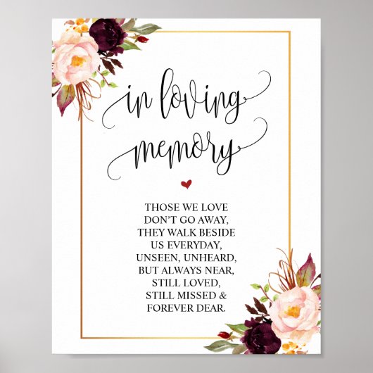 愛を込めた優雅なメモリアル 葬儀看板 ポスター (正面)