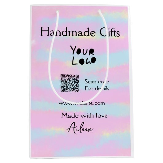 愛を込めた小さな手作りギフト QRコード ミディアムペーパーバッグ (正面)