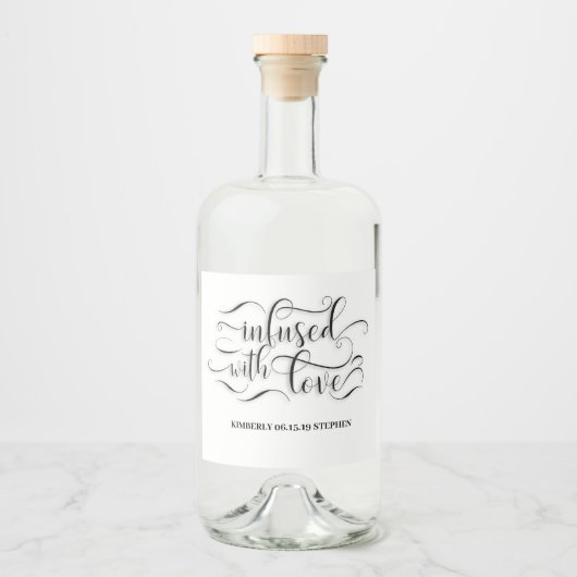 愛を込めた手作りのウェディング リキュールボトルラベル (正面)
