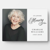 愛を込めた追悼 白い写真のカリグラフィー フォトプラーク (正面)