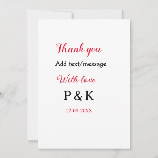 愛を込めてカップル名の手紙をありがとう 招待状 (正面)