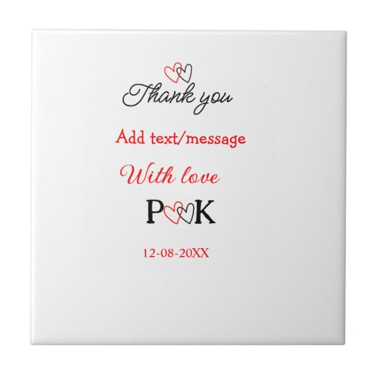 愛を込めてカップル名を入れて感謝します タイル (正面)