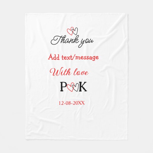 愛を込めてカップル名を入れて感謝します フリースブランケット (正面)