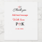 愛を込めてカップル名を入れて感謝します ワインラベル (シングルラベル)