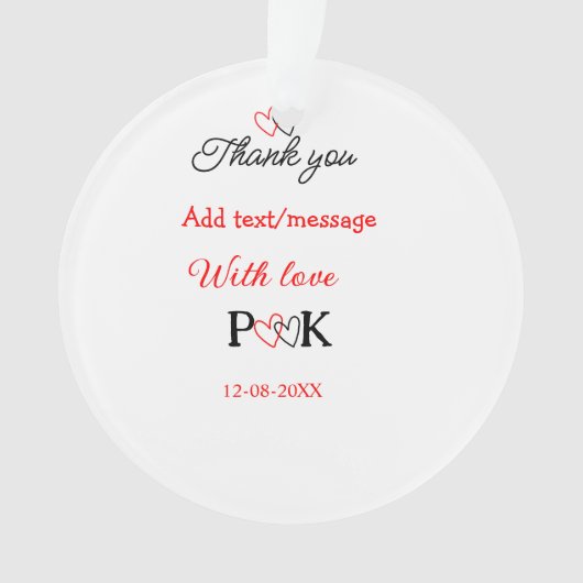 愛を込めてカップル名を手紙に添えてありがとう オーナメント (正面)