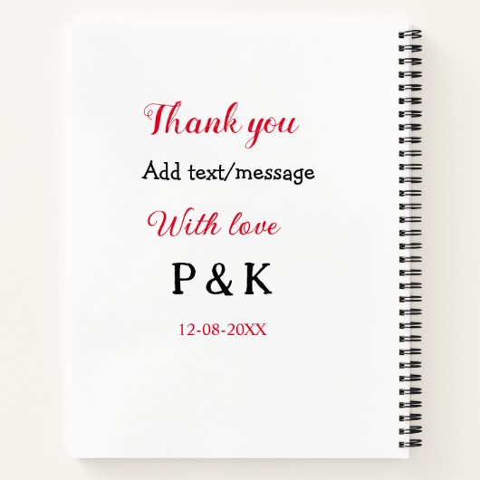 愛を込めてカップル名を手紙に添えてありがとう ノートブック (裏面)