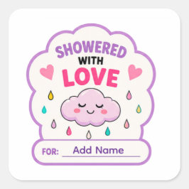 ☁️ 愛を込めてベビーシャワーの名前 ☁️ スクエアシール