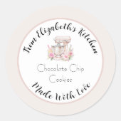 愛を込めて作られたアイボリー フラワー ミキサー お菓子 手作り ギフト ラウンドシール (正面)