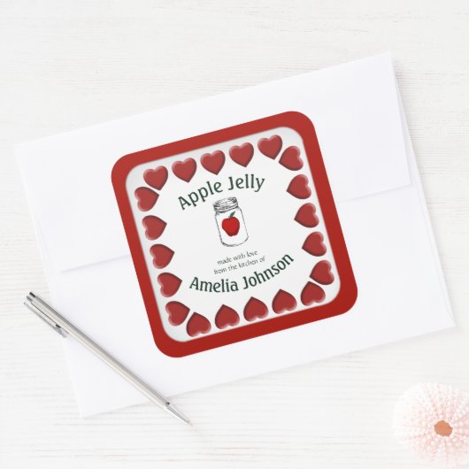 愛を込めて作られたアップルジャム カスタム スクエアシール (封筒)