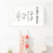 愛を込めて作られたコーヒー ハウス テキスト ウェブサイト ソーシャルメディアを追加 横断幕 (インサイチュ)