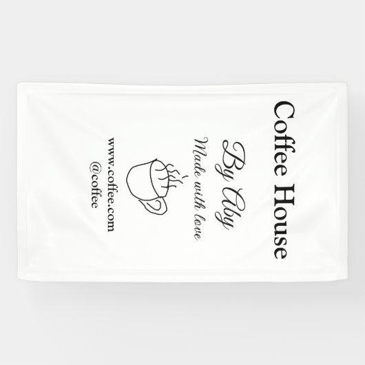 愛を込めて作られたコーヒー ハウス テキスト ウェブサイト ソーシャルメディアを追加 横断幕 (横)