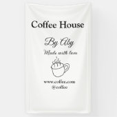 愛を込めて作られたコーヒー ハウス テキスト ウェブサイト ソーシャルメディアを追加 横断幕 (縦)