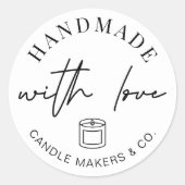 愛を込めて作られたシンプルでミニマルなキャンドルパッケージング ラウンドシール (正面)