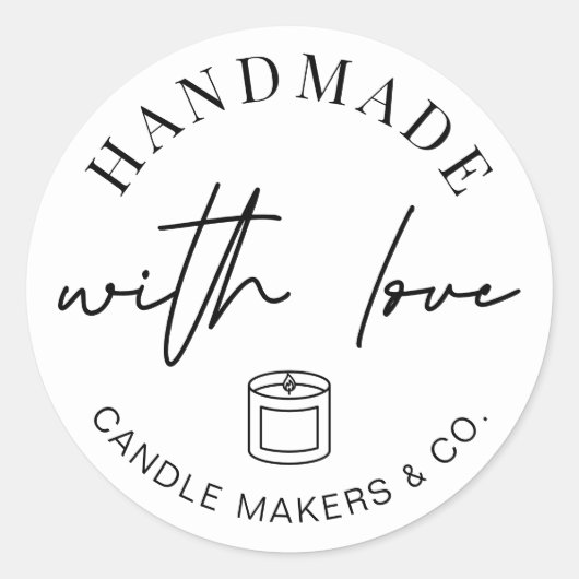 愛を込めて作られたシンプルでミニマルなキャンドルパッケージング ラウンドシール (正面)