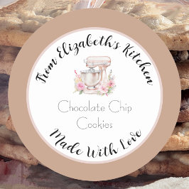 愛を込めて作られたブラウンフラワーミキサー ホームメイドギフト ラウンドシール