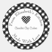 愛を込めて作られたブラックバフォロー・プレイドのフードギフトラベル ラウンドシール (正面)