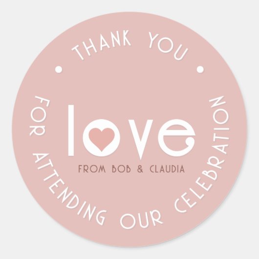 愛を込めて手作りされたクラシカルなローズゴールドラベル 心のこもったデザイン ラウンドシール (正面)