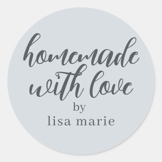 愛を込めて手作りされた特別な贈り物 パステルブルーのギフトラベル ラウンドシール (正面)