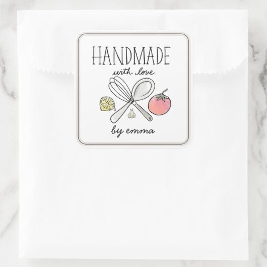 愛を込めて手作りされた道具と食材 スクエアシール (バッグ)