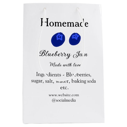 愛を込めて手作りしたブルーベリージャムの紹介文 ミディアムペーパーバッグ (正面)