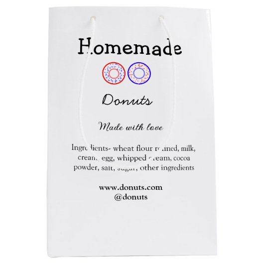 愛を込めて手作りのドーナツ - テキストを追加 - ウェブサイト ミディアムペーパーバッグ (正面)