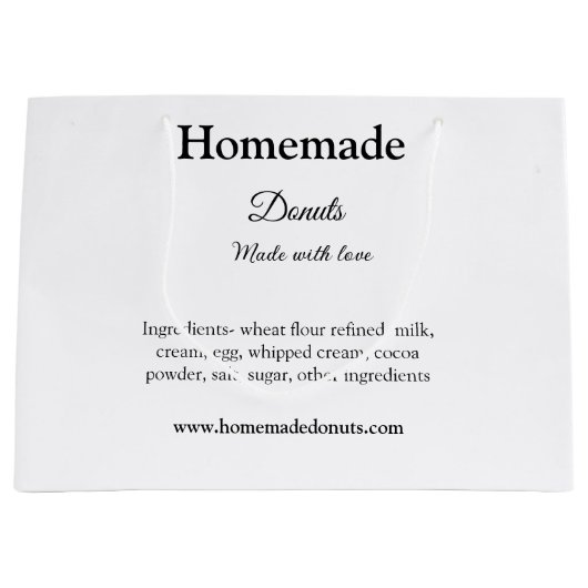 愛を込めて手作りのドーナツ - テキストを追加 - ウェブサイト ラージペーパーバッグ (正面)