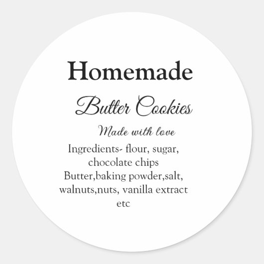 愛を込めて手作りのバタークッキー（テキストを追加） ラウンドシール (正面)