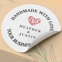 愛を込めて手作りの花ハートありがとう ラウンドシール