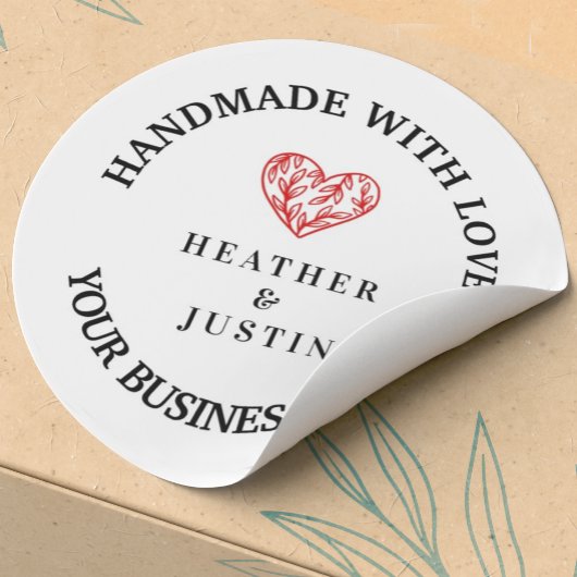 愛を込めて手作りの花ハートありがとう ラウンドシール