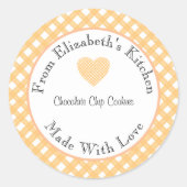 愛を込めて手作り食品ギフトラベルステッカー ラウンドシール (正面)