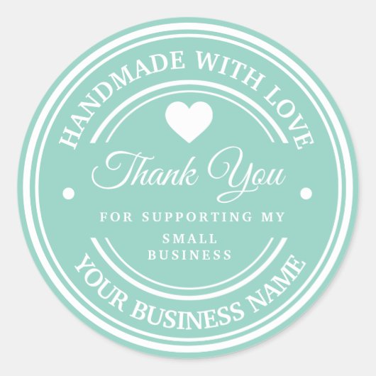 愛を込めて手作り | ありがとう クラシック丸ステッカー ラウンドシール (正面)
