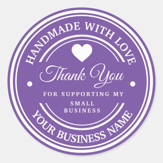 愛を込めて手作り | ありがとう クラシック丸ステッカー ラウンドシール (正面)