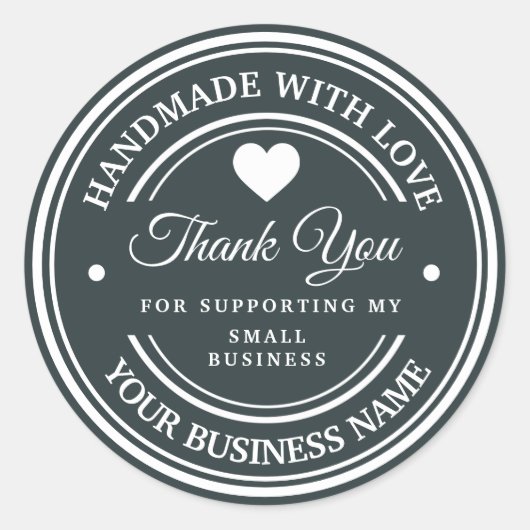 愛を込めて手作り | ありがとう クラシック丸ステッカー ラウンドシール (正面)