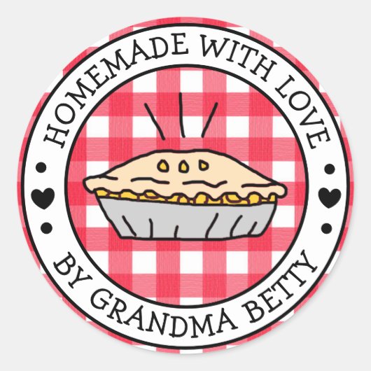 愛を込めて手作り、アップルパイのギフトラベル ラウンドシール (正面)