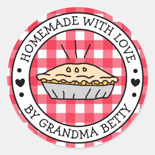 愛を込めて手作り、アップルパイのギフトラベル ラウンドシール (正面)