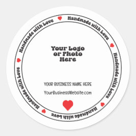 愛を込めて手作り ビジネスカード - 赤いハート ラウンドシール