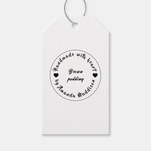 愛を込めて手作り ブラックハートデザイン ギフトタグ (正面)