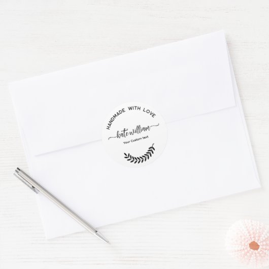 愛を込めて手作り ラベルの葉のデザイン ラウンドシール (封筒)