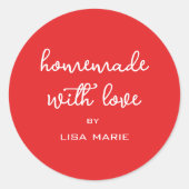 愛を込めて手作り 特製の明るい赤いギフト ラウンドシール (正面)