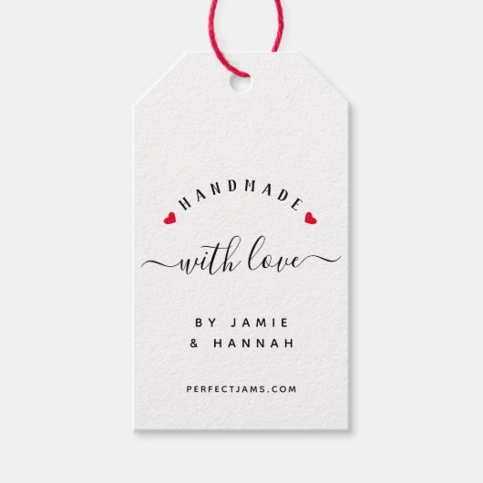 愛を込めて手作り 現代的なスクリプト クラフト ギフトタグ (正面)