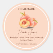 愛を込めて手作り　自家製ピーチジャムステッカー ラウンドシール (正面)