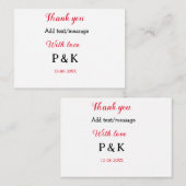 愛を込めて新郎新婦の名前を手書きでサンクスメッセージ, ノートカード (正面/裏面)